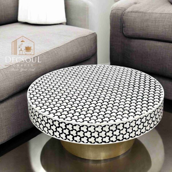 Bone Inlay Coffee Table β Black with Khaab Design