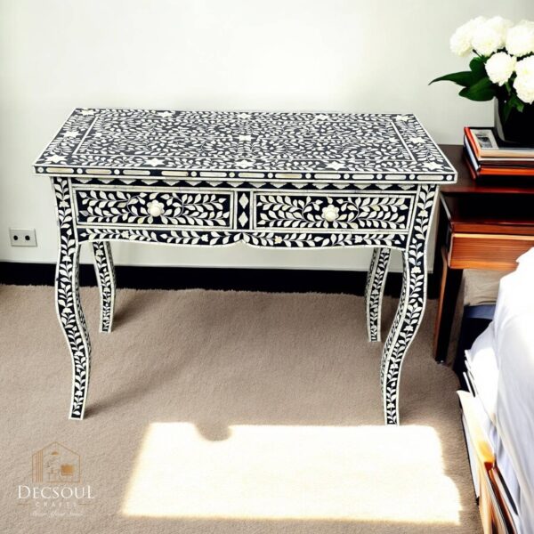 Bone Inlay Console Table – 2 Drawers