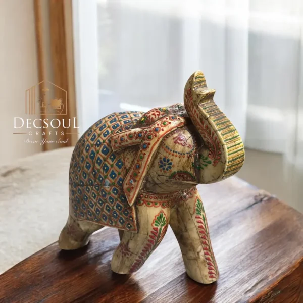 Handcrafted Bone Inlay Painted Elephant