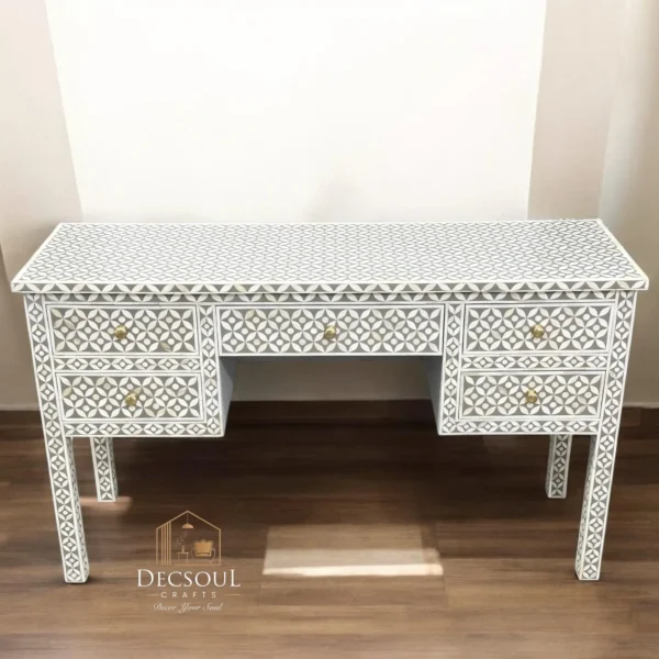 Handmade Luxury Bone Inlay 5 Drawer Table β Handmade Antique Dresser