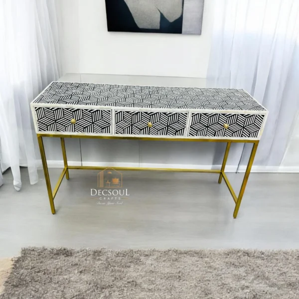 Handmade Luxury Bone Inlay 3 Drawer Console